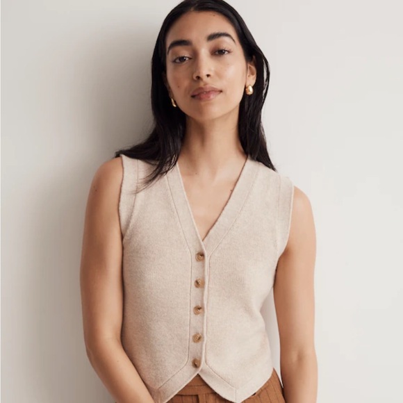 Madewell Gray V Neck Sleeveless Sweater Vest Size XXS EUC - Picture 9 of 9